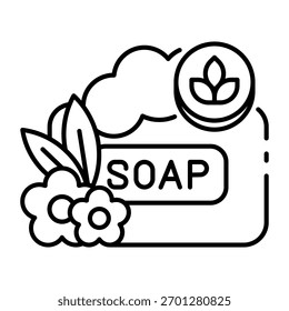 Este ícone de sabão orgânico é adequado para produto orgânico, etc.