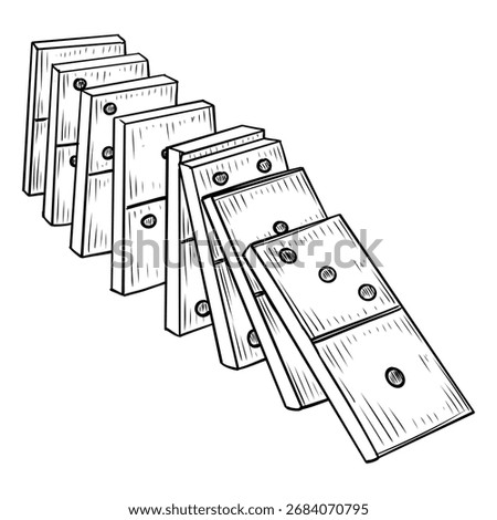 This is an original human-made vector of domino pieces in a row, not generated using AI tools