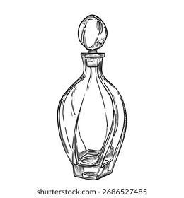 Dies ist ein original von Menschen gefertigter Vektor einer Vintage Parfümflasche, die nicht mit KI-Werkzeugen erzeugt wurde
