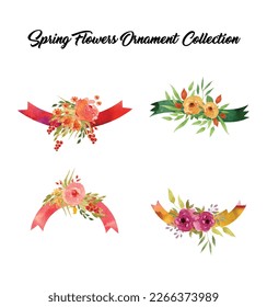 This is Ornament Collection of Spring Flowers in Watercolor.