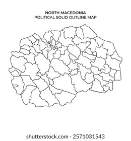 This outline displays the political divisions of North Macedonia, highlighting various regions and municipalities across the country. It provides a clear view of the administrative structure.