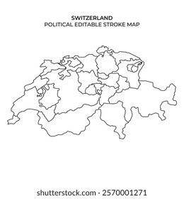 This outline features the political divisions of Switzerland, displaying cantons with clear borders. Ideal for educational purposes or geographic studies, it shows the layout of the country.