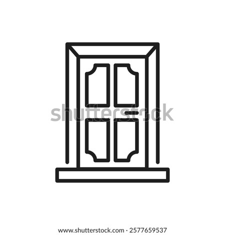 This outline icon representation of a door effectively symbolizes themes of renovation and construction, making it particularly ideal for various design projects or materials related to the industry