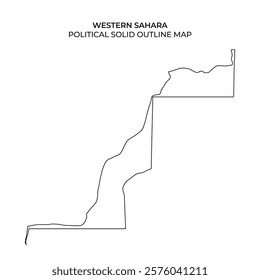 This outline map depicts the political boundaries of Western Sahara, showcasing the unique geographical shape and contour of the territory. It serves as a reference for understanding its borders.