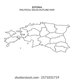 This outline map illustrates the political divisions of Estonia, including regions and counties. It serves as a reference for understanding the countrys geography and administrative boundaries.