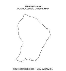 This outlines the shape of French Guiana, showing its geographic features without detailed markings. It is suitable for educational purposes and geographic learning.