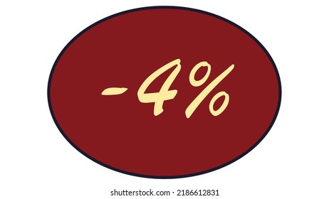 This is an oval discount label on a red background