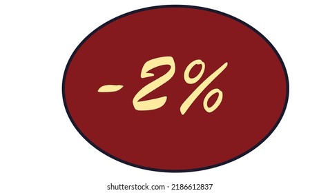 This is an oval discount label on a red background