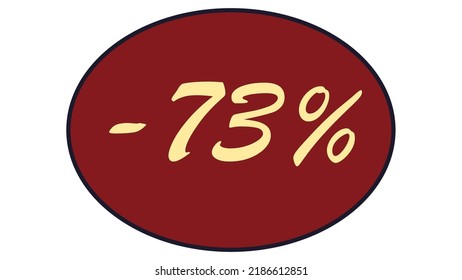 This is an oval discount label on a red background