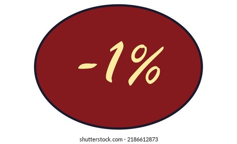This is an oval discount label on a red background