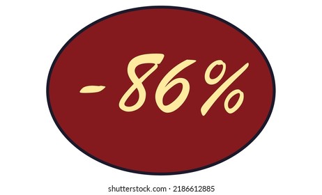 This is an oval discount label on a red background