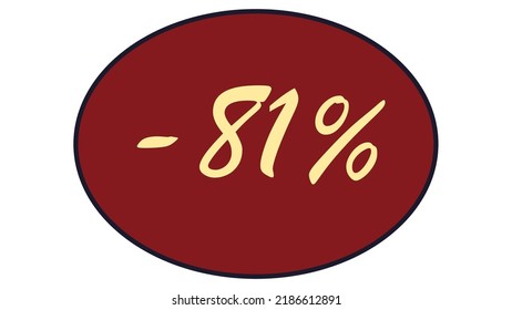 This is an oval discount label on a red background