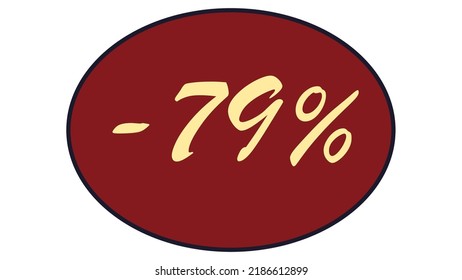This is an oval discount label on a red background