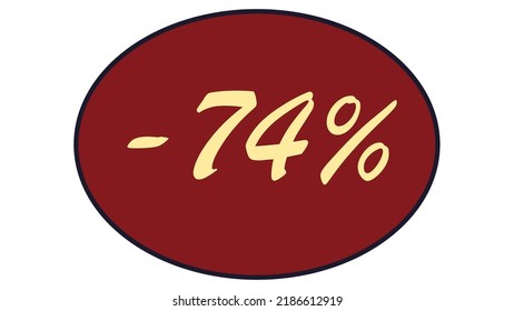 This is an oval discount label on a red background