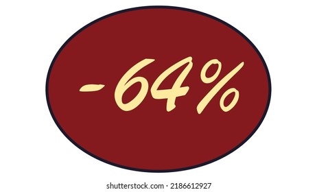 This is an oval discount label on a red background