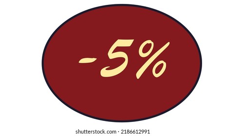 This is an oval discount label on a red background