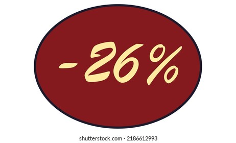This is an oval discount label on a red background
