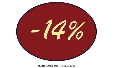 This is an oval discount label on a red background