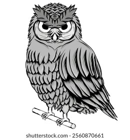 This owl vector illustration is very flexible and can be adapted to various design styles. Realistic feather details make it look lifelike. Suitable for graphic, web or print design projects.