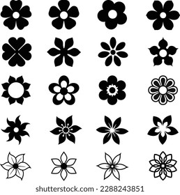 This pack of 20 delicate flower vector silhouette icons is a must-have for any design project that requires a touch of natural elegance and beauty.