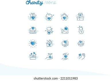 This is a pack of charity and fundraising illustrative icons.	