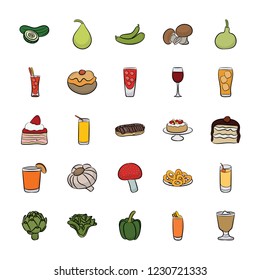 This pack of hand drawn icons of food, has a wide range of food and drink icons which are perfect to be used in food related industry. 