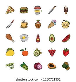 This pack of hand drawn icons of food, has a wide range of food and drink icons which are perfect to be used in food related industry. 