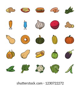 This pack of hand drawn icons of food, has a wide range of food and drink icons which are perfect to be used in food related industry. 