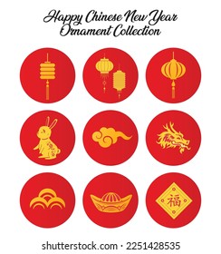 This is a pack of Ornament Collection for Happy Chinese new year 2023.