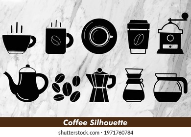 This package includes Coffee Silhouette. You can make marketing, posters, gifts, wrapping paper, fabric, wall prints, planner stickers, and many more with these graphics.