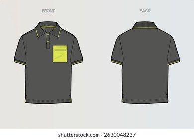 This package includes technical drawings of T-shirts, showcasing a variety of styles with cut and sew designs, unique pocket placements, and sleeve construction details for fashion design development