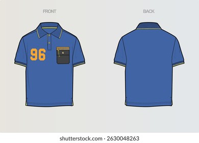 This package includes technical drawings of T-shirts, showcasing a variety of styles with cut and sew designs, unique pocket placements, and sleeve construction details for fashion design development