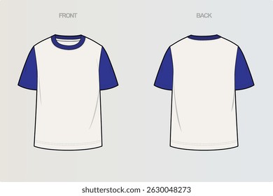 This package includes technical drawings of T-shirts, showcasing a variety of styles with cut and sew designs, unique pocket placements, and sleeve construction details for fashion design development