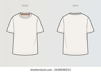 This package includes technical drawings of T-shirts, showcasing a variety of styles with cut and sew designs, unique pocket placements, and sleeve construction details for fashion design development