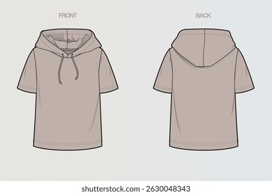 This package includes technical drawings of T-shirts, showcasing a variety of styles with cut and sew designs, unique pocket placements, and sleeve construction details for fashion design development