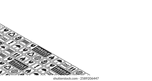 This is Packaging Box Icon Label Illustration from Isometric Stock. Packaging box label illustration for delivery and shipment business. Landscape background with copy space