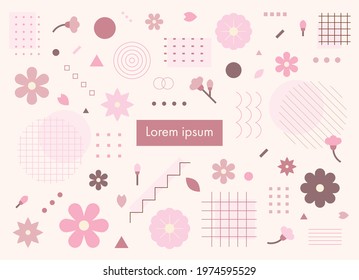 This page consists of cute flower icons and various patterns. Simple pattern design template.