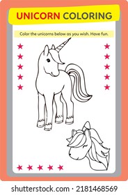 This page has been prepared to improve children's drawing and coloring activities with unicorns.