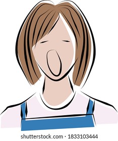In this page, we offer the clip art of a woman in an apron yawning.