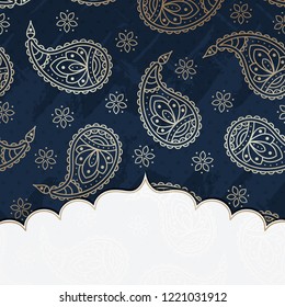This is a paisley background with a frame in Indian 
slile. Vector illustration.