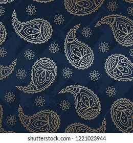 This is a paisley pattern background with a grunge 

effect. Vector illustration.