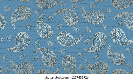 This is a paisley pattern background with a grunge effect. Vector illustration.
