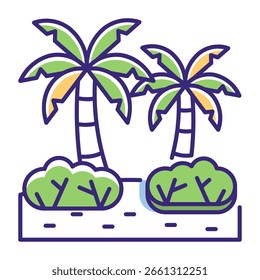 Este ícono de palmera es adecuado para Beautiful Tropical Country, etc.