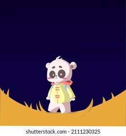 This is Panda Alone in the night illustration, Download this artwork and choose the enhanced license for more usability
