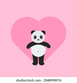 Este es un panda para el día de San Valentín en un fondo rosado.