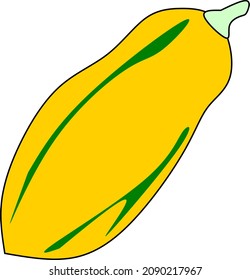 this is a papaya fruit vector with yellow and green colors