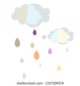 This is a paper pastel cloud and colorful rain