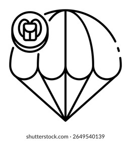 This Parachute icon is suitable for Transportation, Travel and Tourism, etc