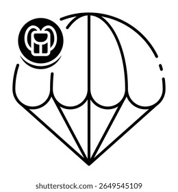 This Parachute icon is suitable for Transportation, Travel and Tourism, etc