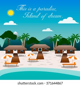 This is paradise, Island of dream/Colorful travel banner for your business/Quality design illustrations, elements and concept/Vacation in Paradise/Paradise flat style/vector Paradise
